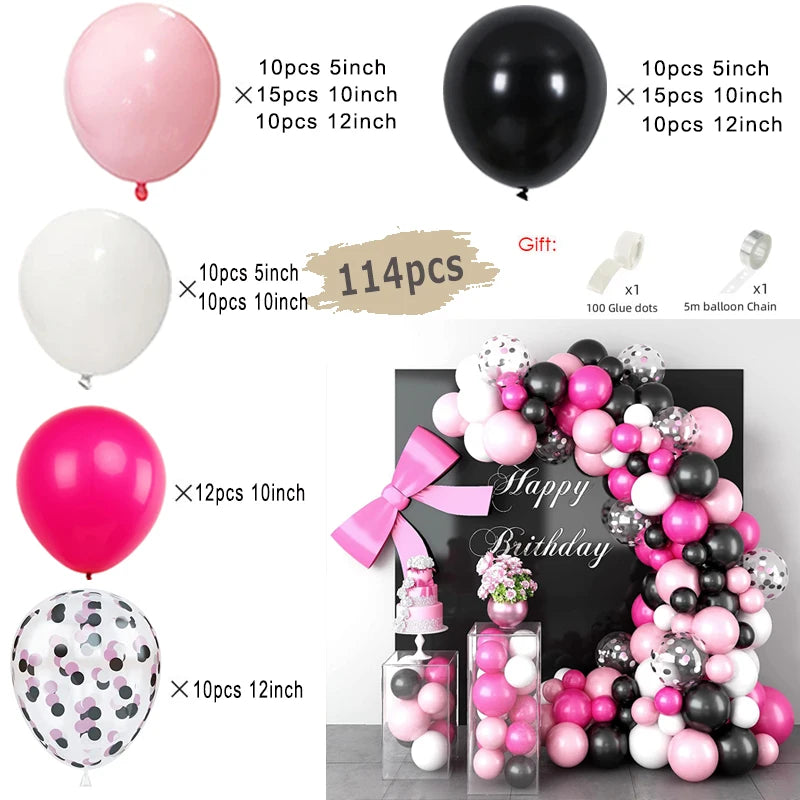 Black and Gold Balloon Garland Arch Kit - Wedding Birthday Party Decorations with Starburst Foil Balloons