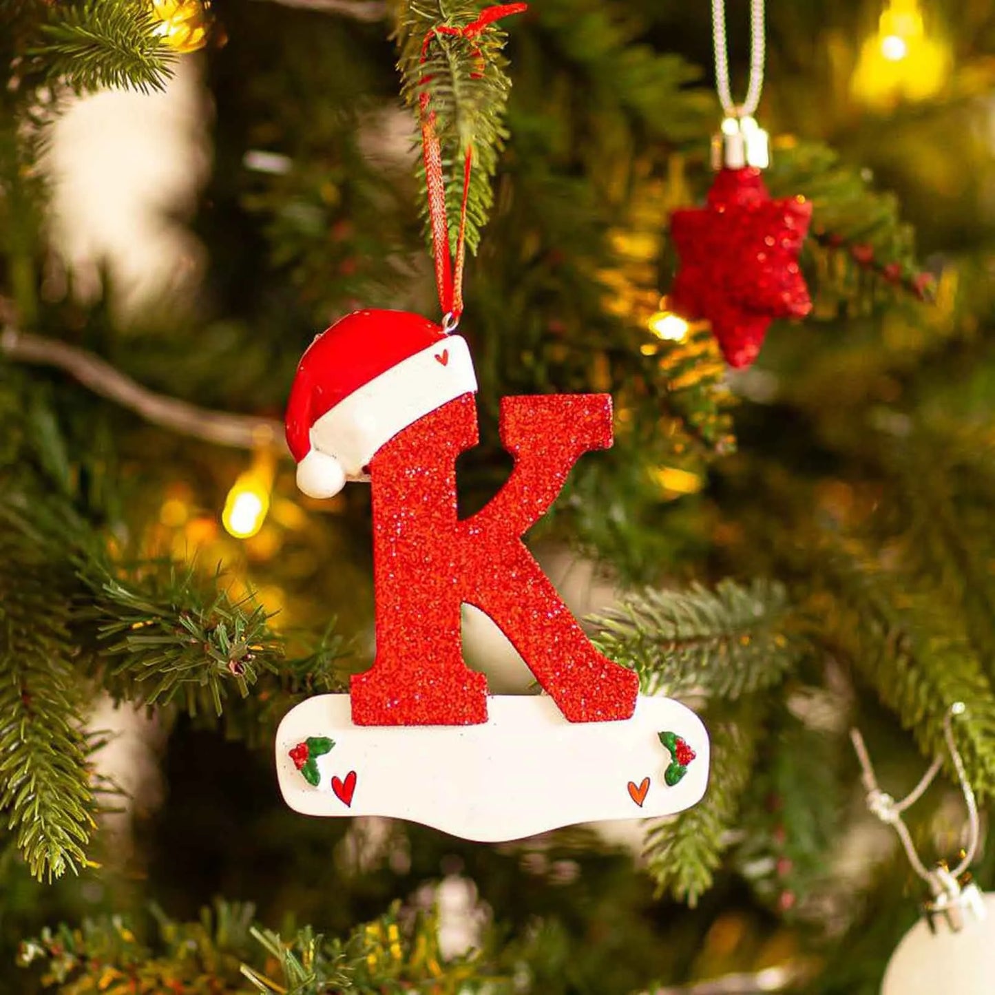 Acrylic Christmas Letter Pendant - DIY Holiday Tree Decoration 26 Letters Ornament