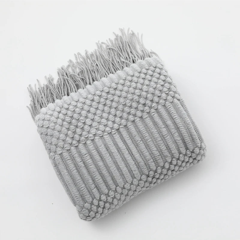 Green Oversized Knitted Throw Blanket - Soft Textured Decorative Couch Blanket