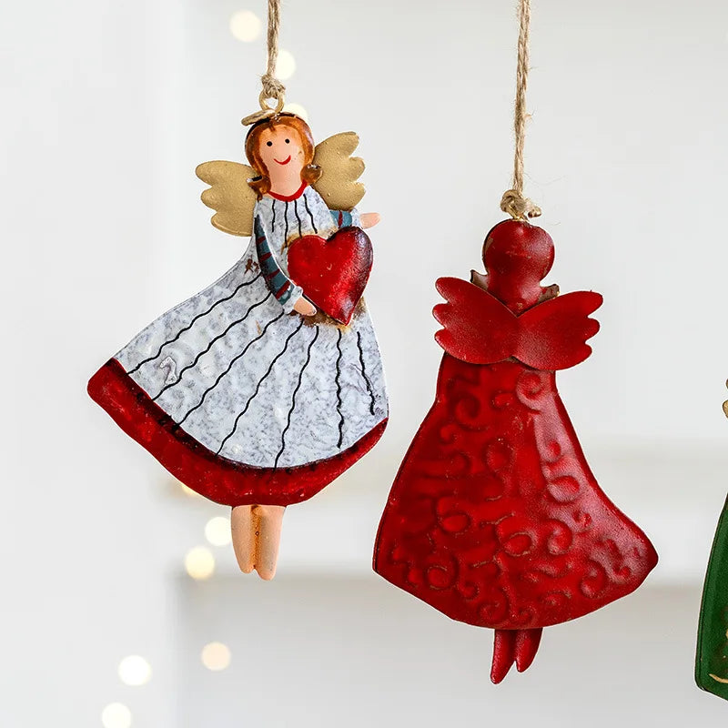 Retro Iron Christmas Angel Pendant - Country Tree Decoration - ZOOMNSTORE