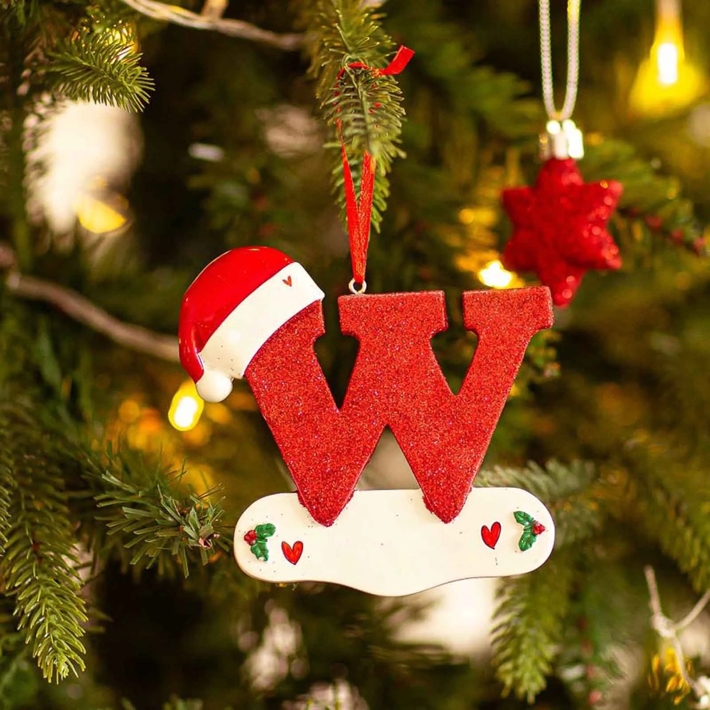Acrylic Christmas Letter Pendant - DIY Holiday Tree Decoration 26 Letters Ornament