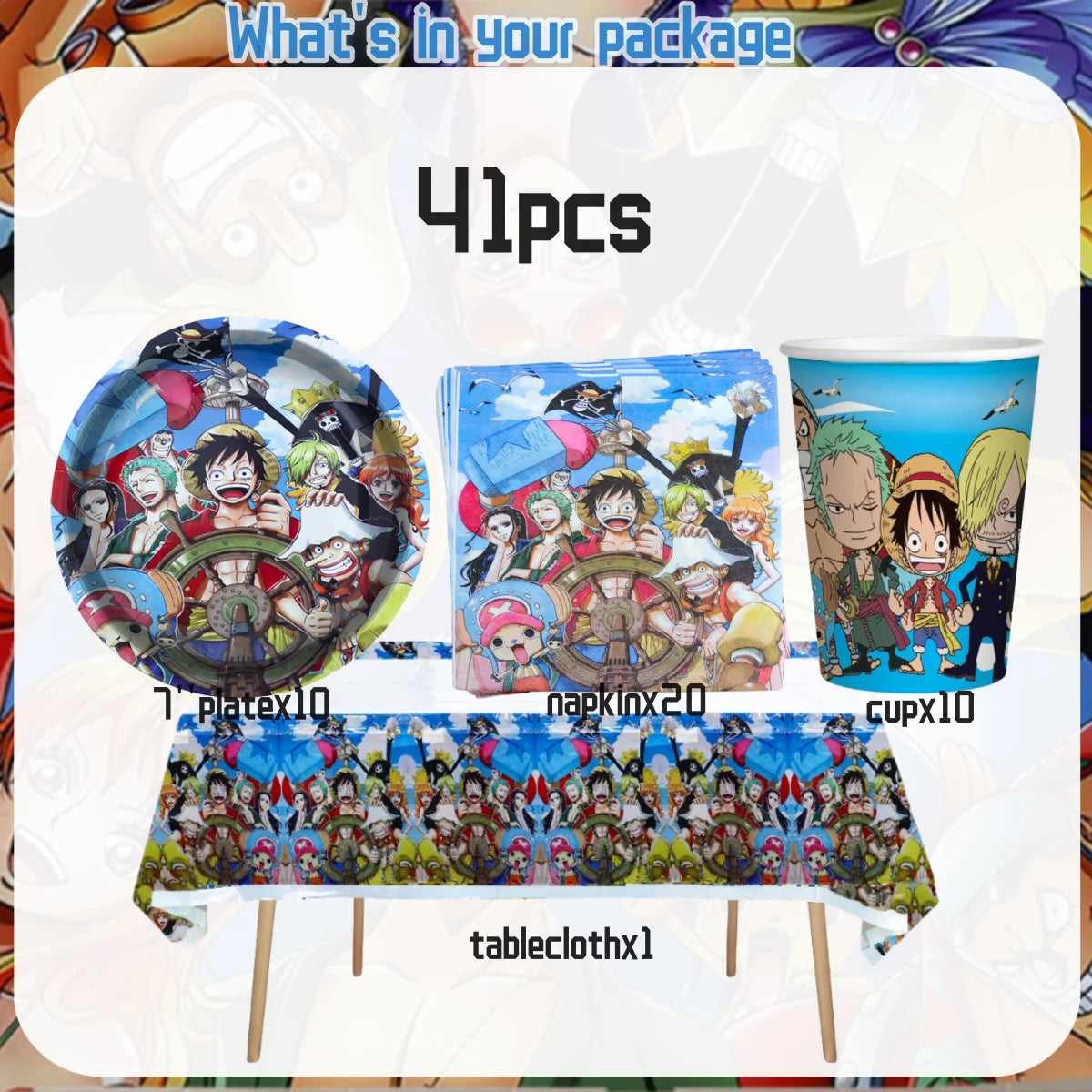 One Piece Birthday Party Set - Luffy Disposable Tableware Candy Box for Kids