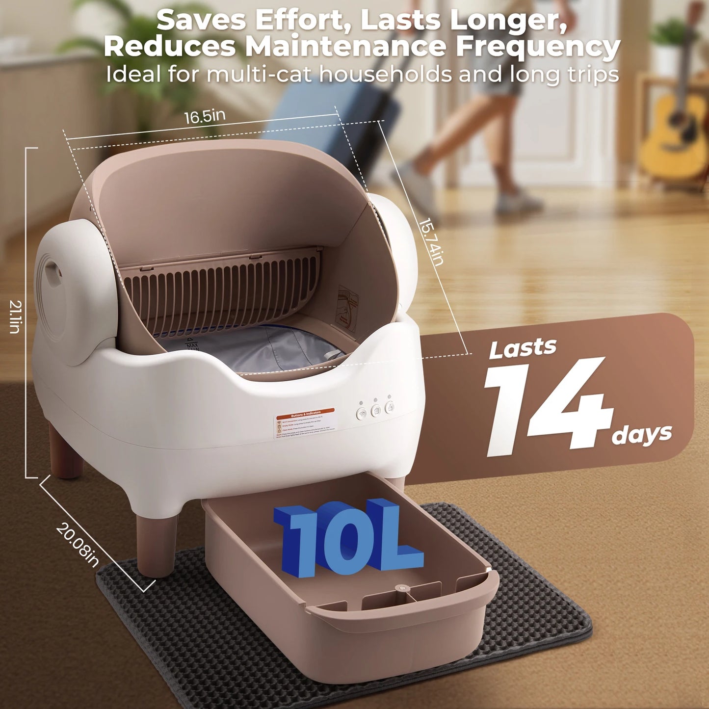 Automatic Self-Cleaning Litter Box - App-Controlled Odor-Free Multi-Cat Open-Top Design - ZOOMNSTORE