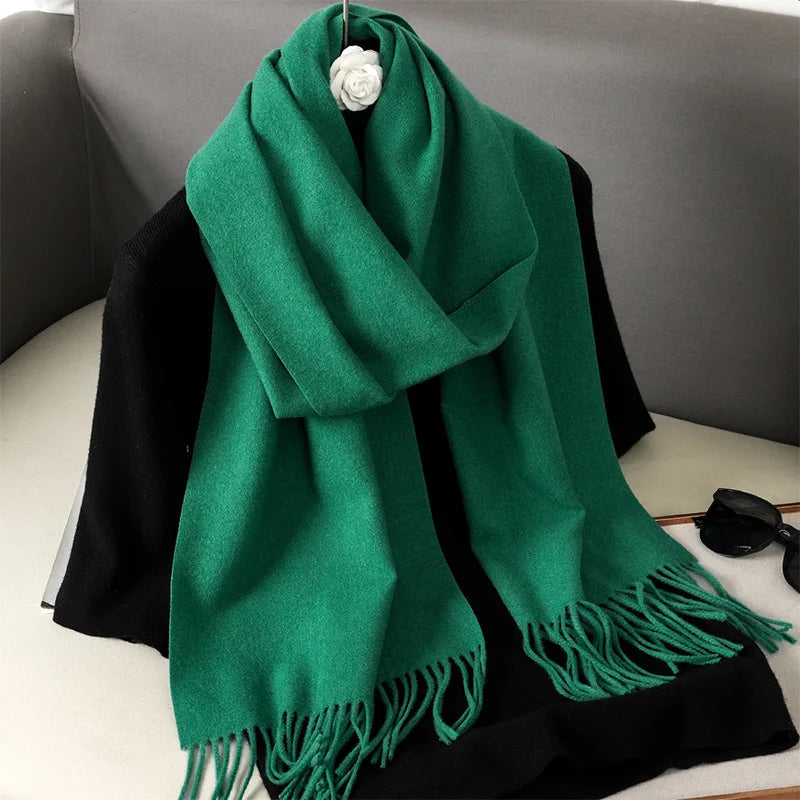 62-Color Cashmere Winter Scarf - Warm Thicken Pashmina Shawl with Tassels
