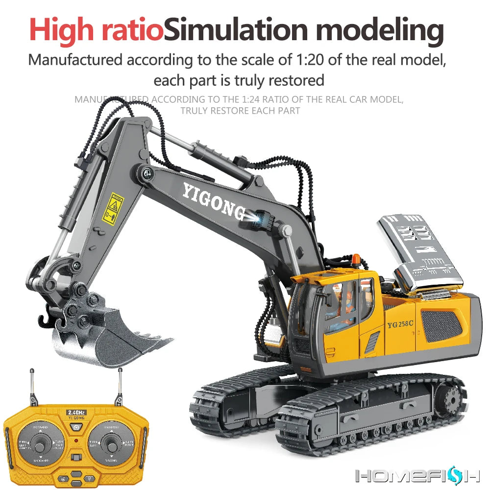 Remote Control Excavator Dump Truck Set - RC Construction Toys for Kids - ZOOMNSTORE