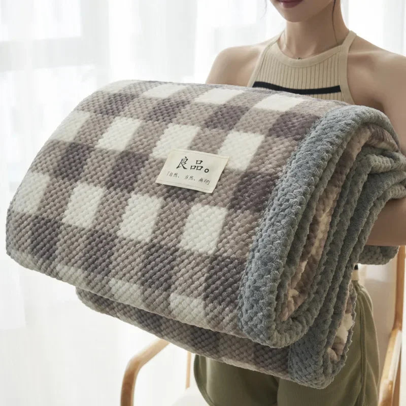 Soft Chenille Knit Throw Blanket - Handmade Machine Washable Cozy for Couch Bed - ZOOMNSTORE
