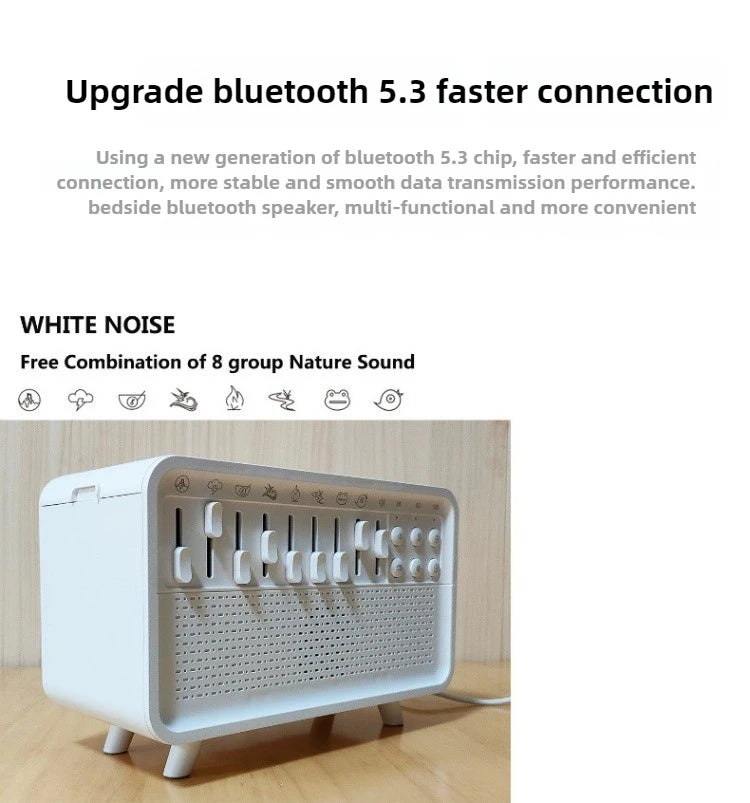 Bluetooth White Noise Machine with Aroma Diffuser Humidifier - 8 Natural Sounds Night Light Sleep Therapy - ZOOMNSTORE