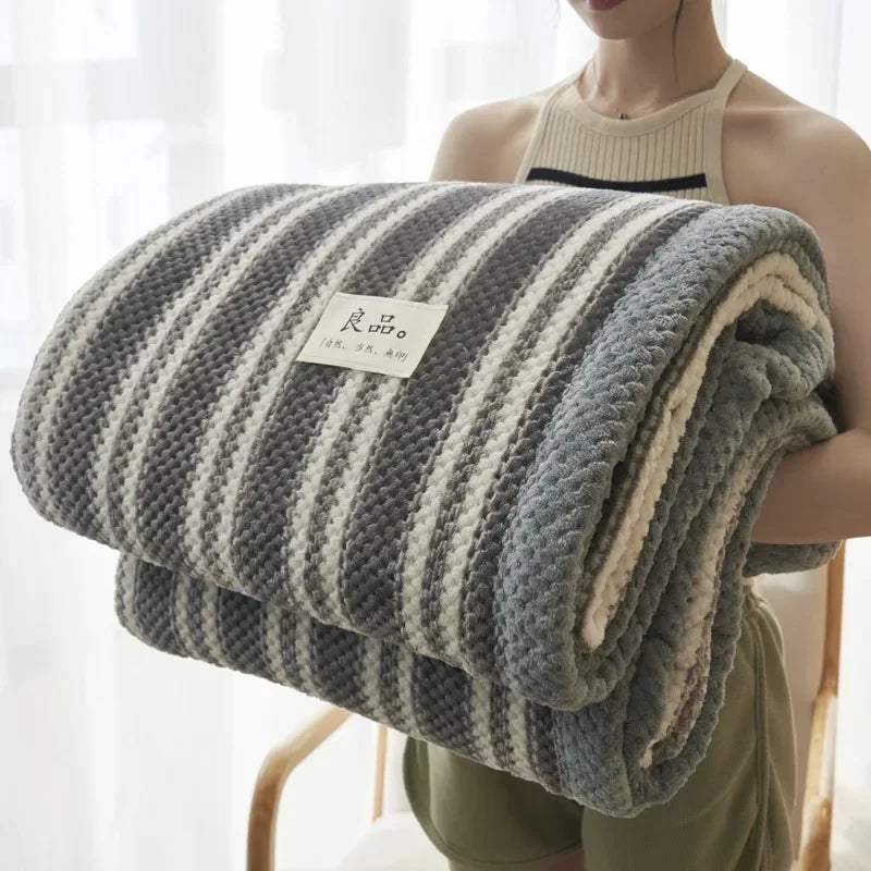 Soft Chenille Knit Throw Blanket - Handmade Machine Washable Cozy for Couch Bed - ZOOMNSTORE