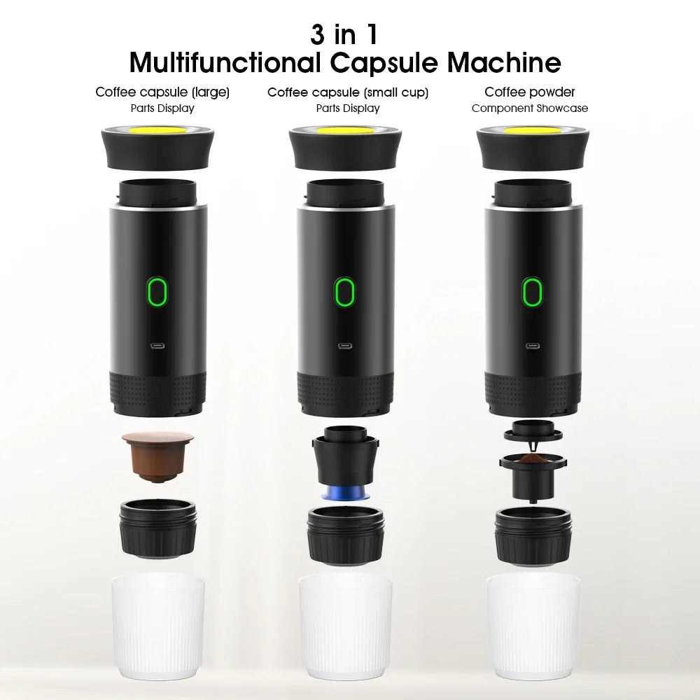Portable Wireless Espresso Coffee Maker - 3-in-1 Travel Machine for Car Camping - ZOOMNSTORE