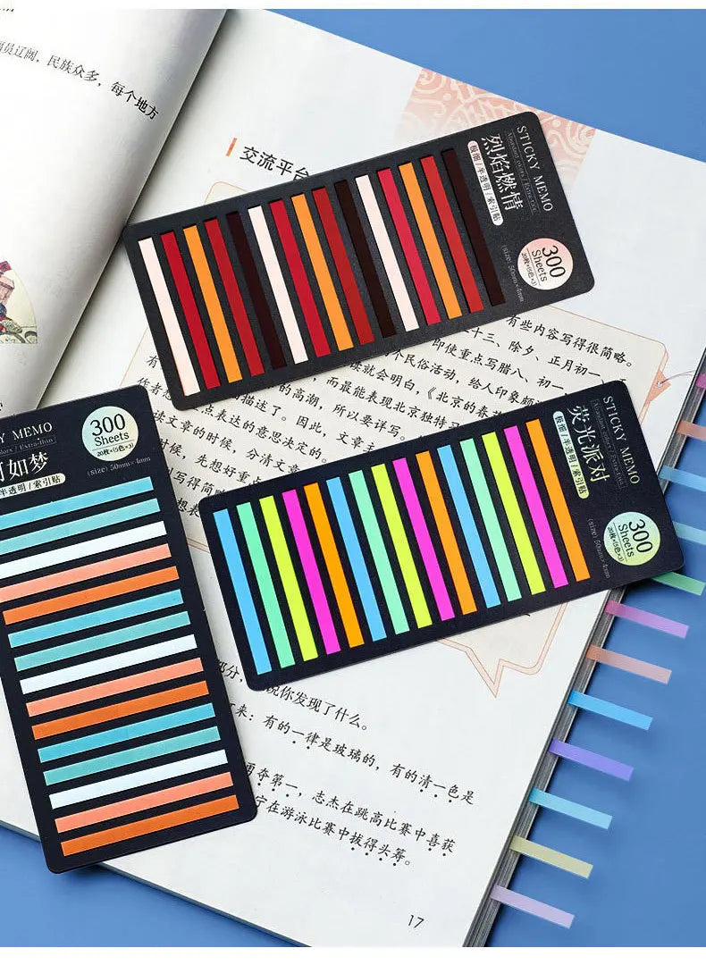 Transparent Rainbow Sticky Notepads - 300 Sheets Kawaii Memo Pad