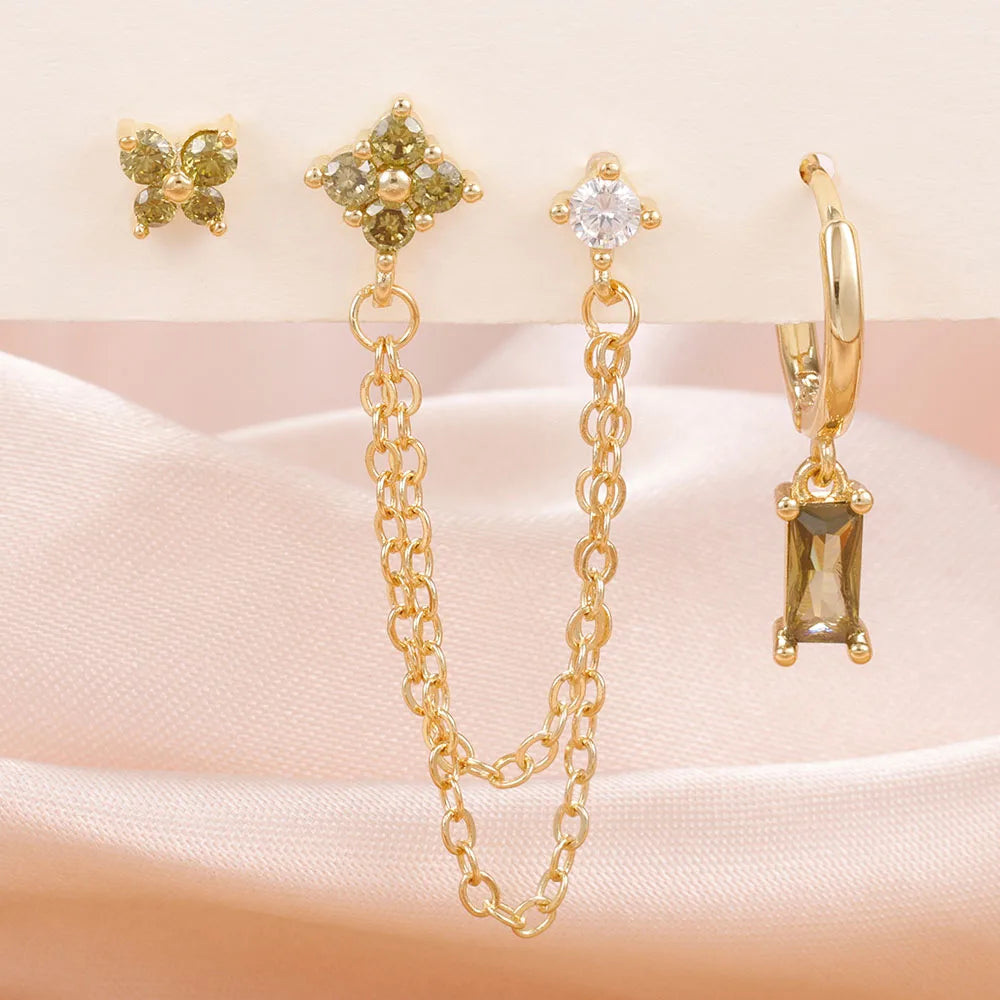 Constellation Birthstone Earrings – 3PCS Stainless Steel Hoop Set With Cubic Zirconia