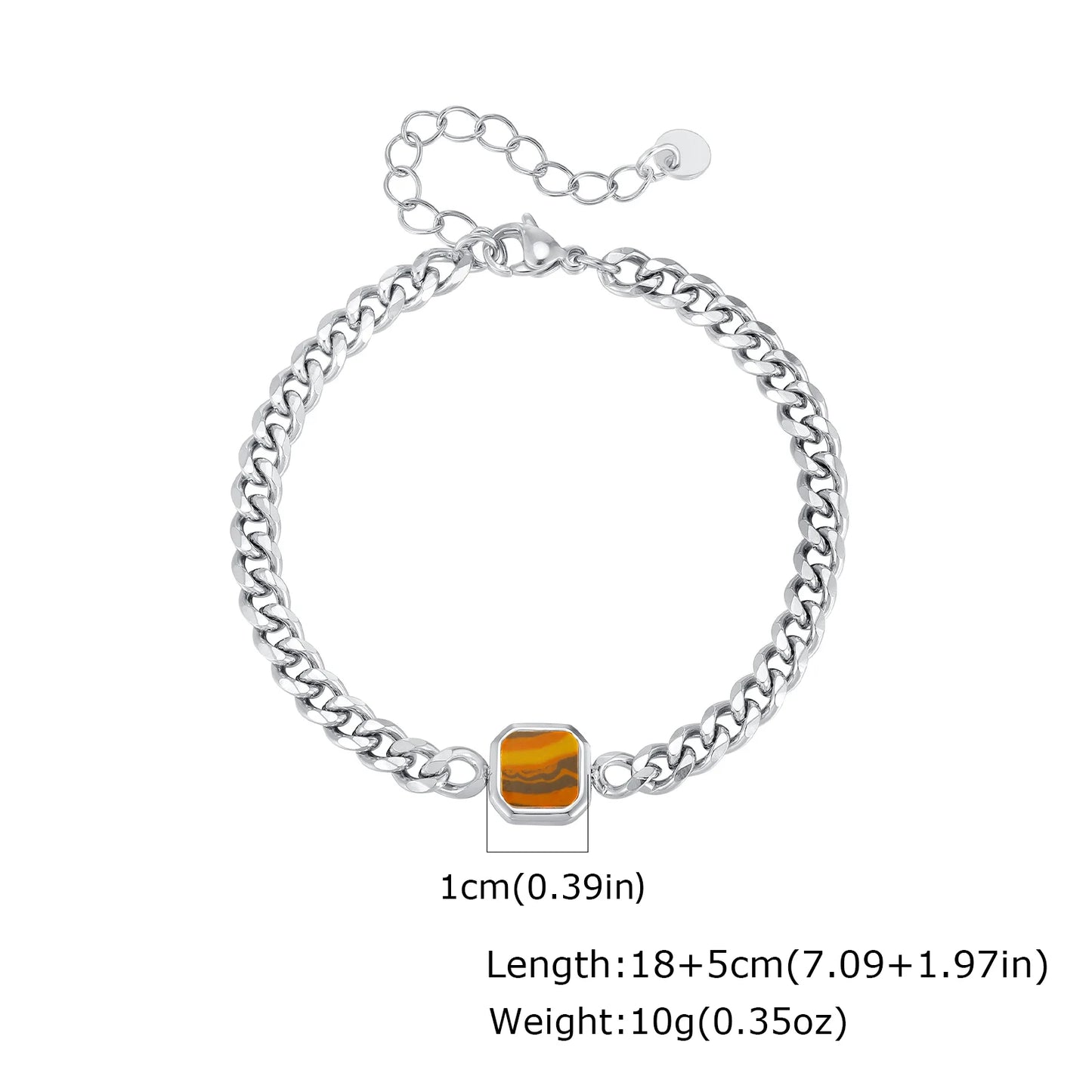 Vnox 5/7mm Width Adjustable Chain Bracelet for Men, Stainless Steel Acrylic Six-Sided Polished Jewelry Gift for Husband Son Him
