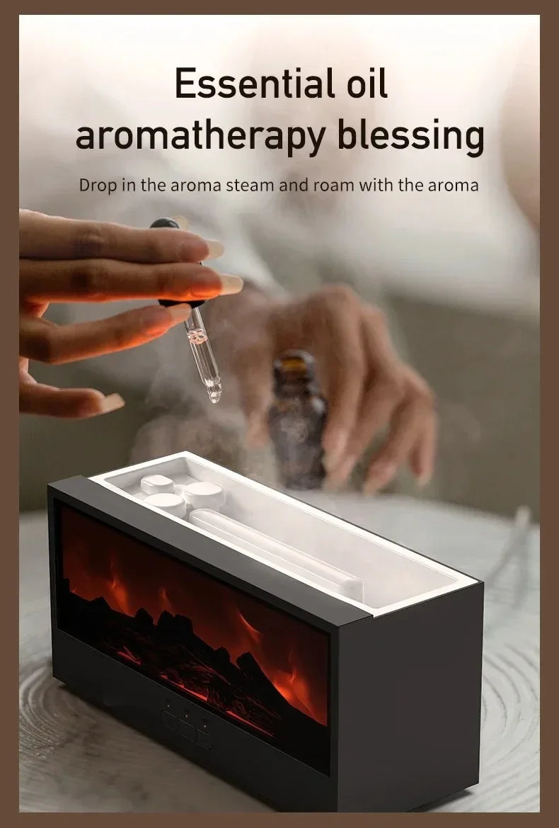 3D Flame Aromatherapy Diffuser - Essential Oil Humidifier with Color Lighting Remote Control