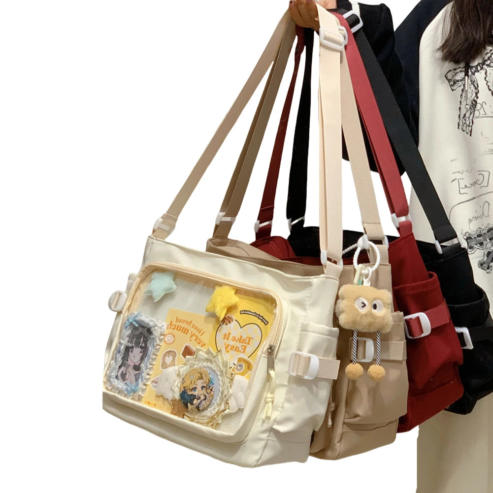 Japanese Ita Bag - Womens Clear Window Shoulder Purse with Multi-Pockets and Adjustable Strap - ZOOMNSTORE