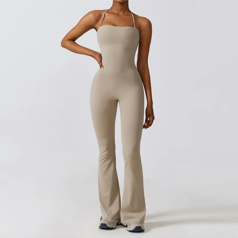 Women Yoga Jumpsuit - Sleeveless Quick Dry Workout Wear with Backless Sportswear Design
