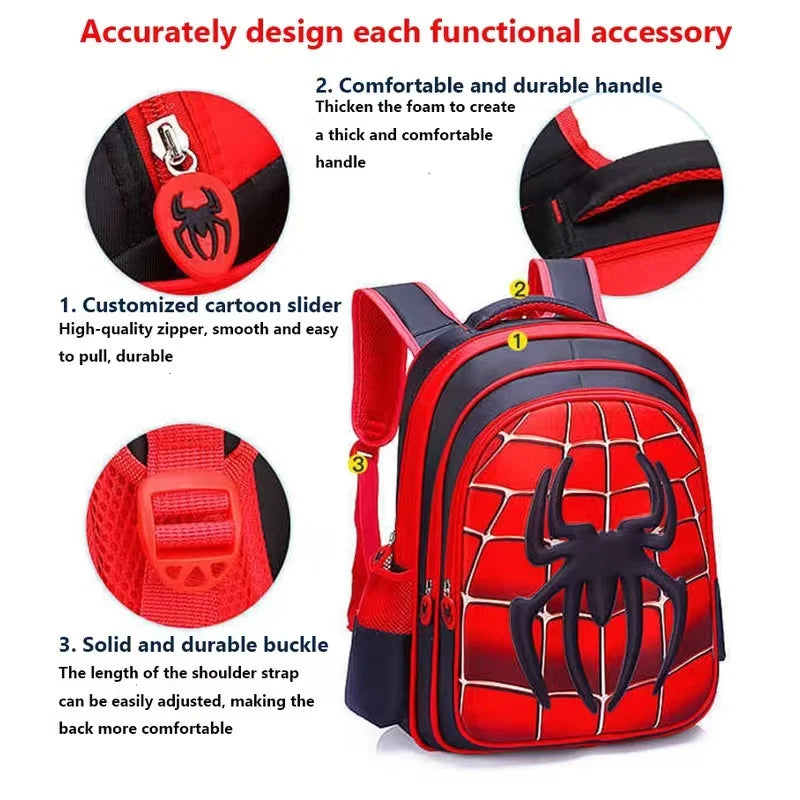 3D Kids Backpack - Durable Spider King Design - ZOOMNSTORE