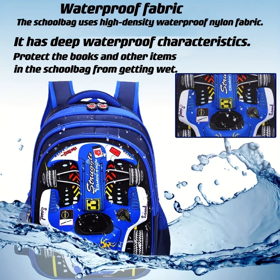 Waterproof 3D Car Backpack - Lightweight Preschool School Bag for Kids - ZOOMNSTORE