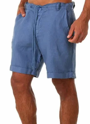 Men's Linen Shorts - Breathable Cotton Linen Pants With Drawstring Waist, Solid Color