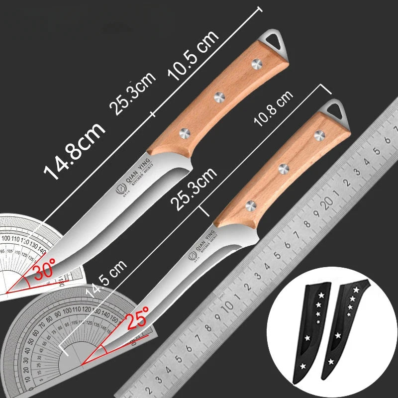 Professional Stainless Steel Fillet Knife - Forged Boning Fish Slicing Knife with Wooden Handle