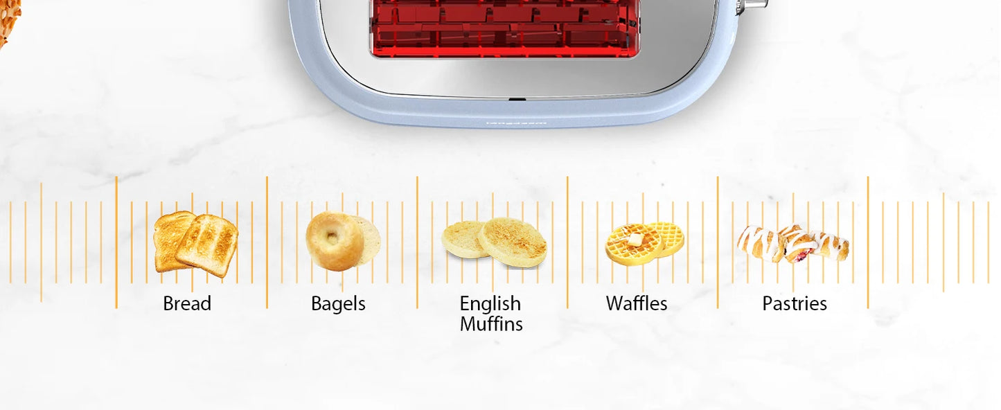 Extra Wide Slot Toaster - 2 Slice with 6 Browning Options Auto Shut Off Frozen Function Blue