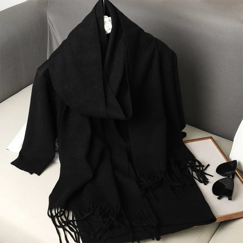 62-Color Cashmere Winter Scarf - Warm Thicken Pashmina Shawl with Tassels