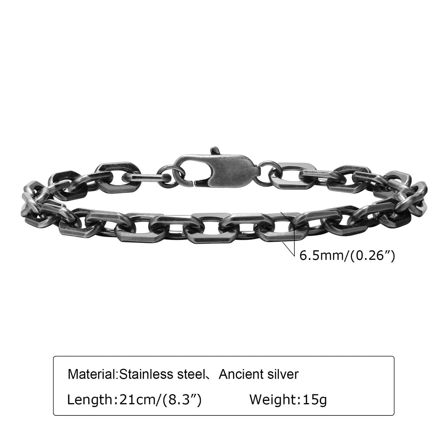 Vintage Chain Bracelets for Men Boys,Byzantine Stainless Steel Braided Link Wristband,Retro Jewelry Birthday Father Gifts