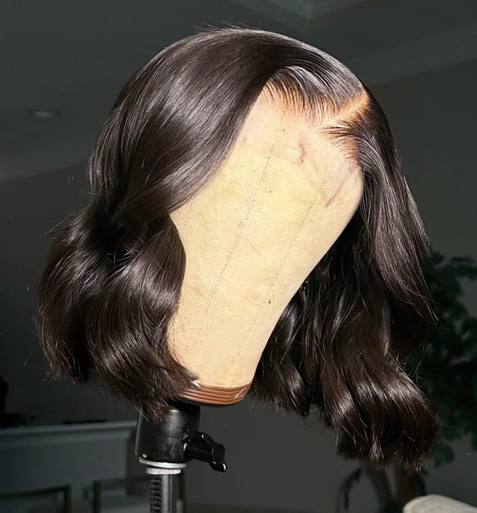 Vietnamese Human Hair Wig - 13x6 Lace Frontal Wig, 250% Density, Natural Black Bob