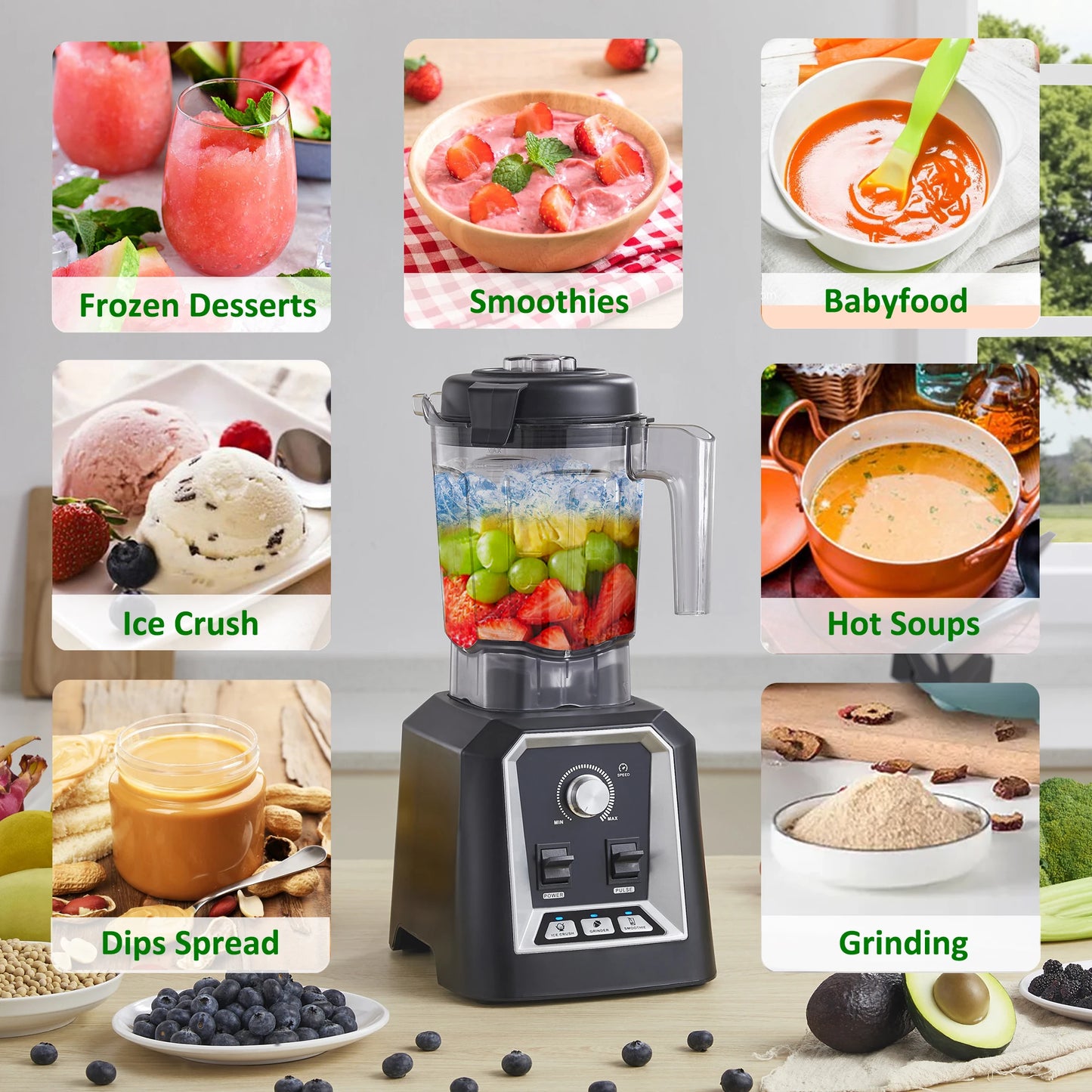 BioloMix Professional Smoothie Blender - BPA-Free 2L Food Mixer Ice Crusher