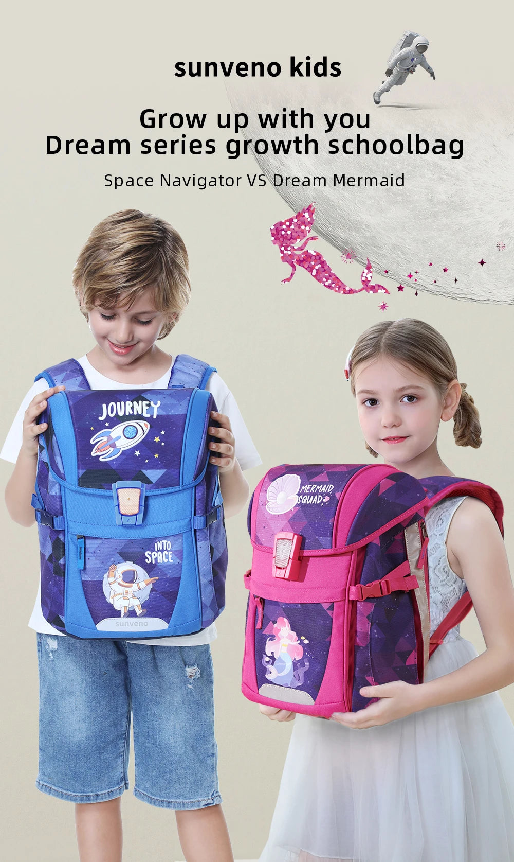 Childrens School Backpack - Sunveno Kids Bag for Boys Girls - ZOOMNSTORE