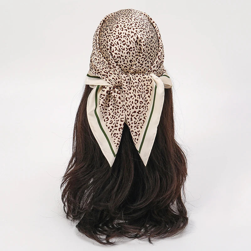 Bohemian Floral Silk Scarf - Tropical Leaf Head Wrap and Bandana
