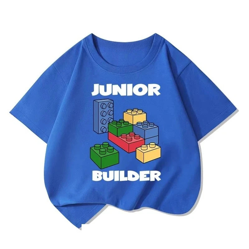 Lego educational cartoon print summer boys and girls 100% cotton short sleeved T-shirt