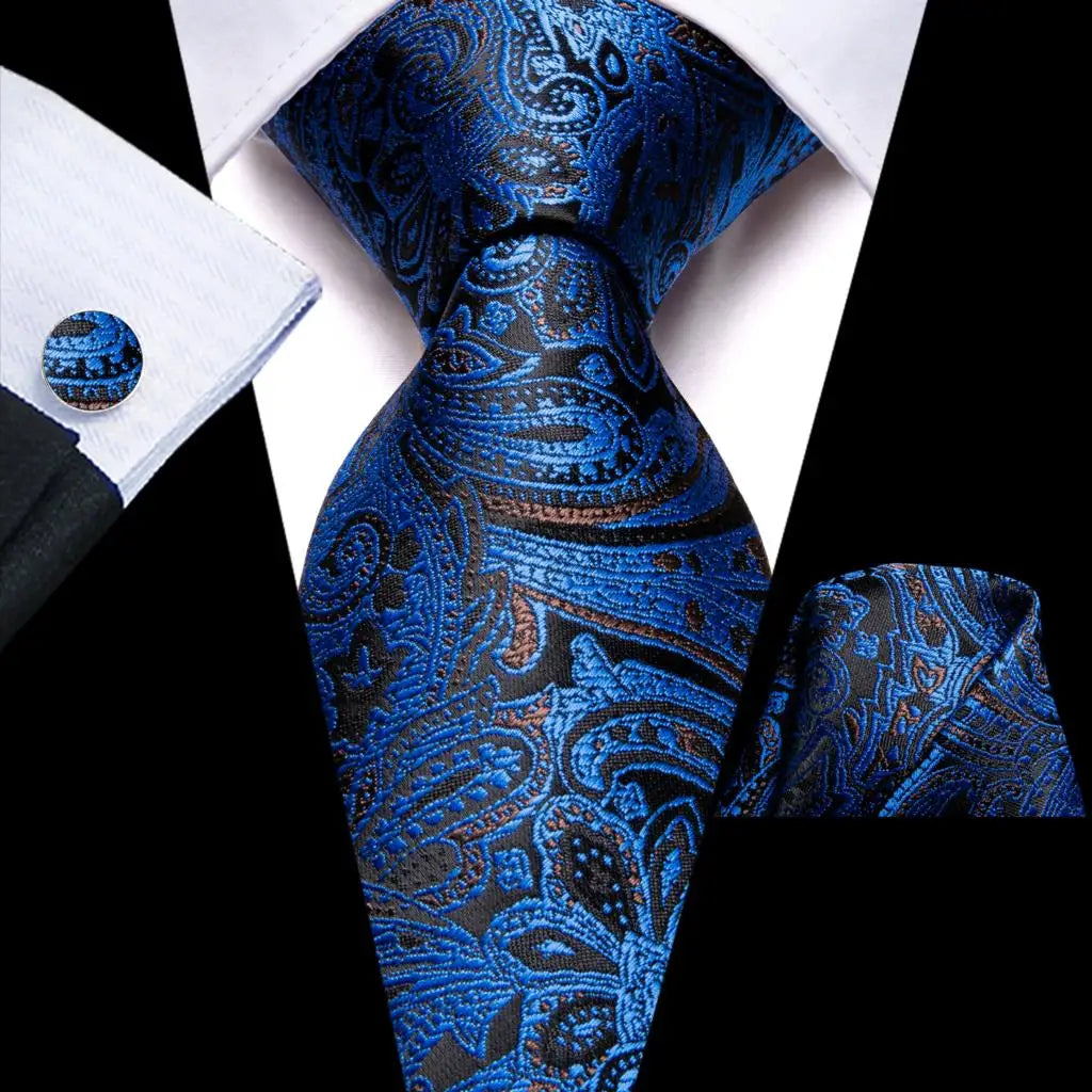 Blue Silk Mens Tie - Formal 100 Silk NeckTie for Weddings and Business