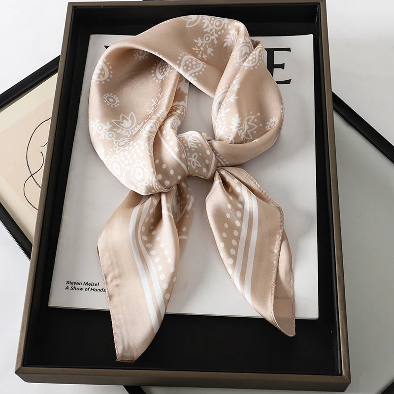 Luxury Silk Plaid Scarf - Soft Satin Neck Hair Tie for Women Foulard Hijab 2021
