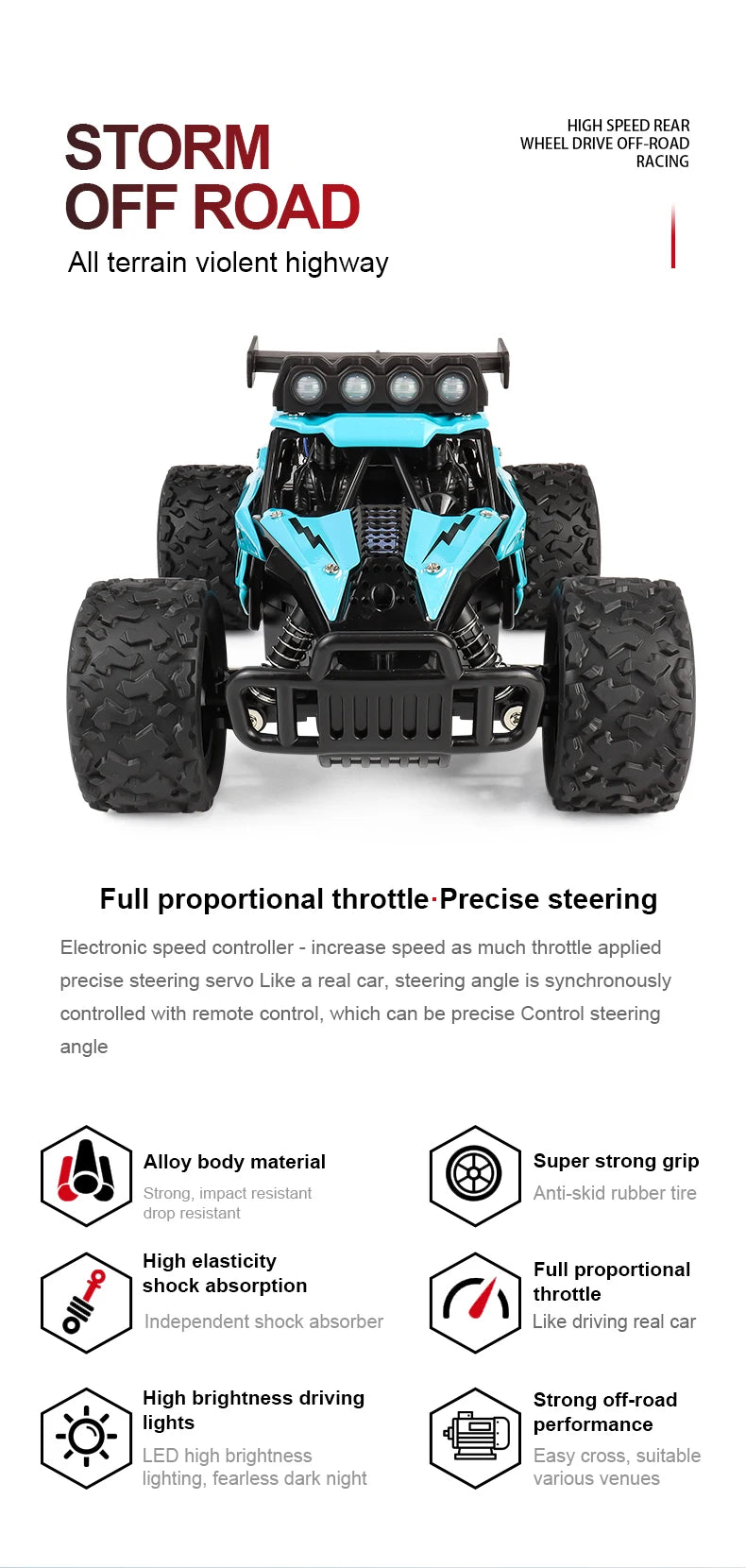 116 Alloy Remote Control Car - High-Speed Off-Road Big Foot Vehicle - ZOOMNSTORE