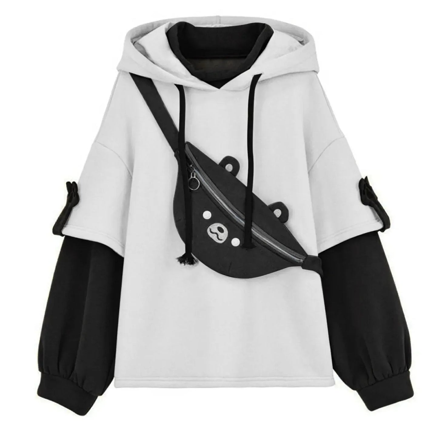 Y2K Clothes Cute bear backpack in spring and autumn fashion Hoodie Women's winter Harajuku loose casual street clothes Japanese