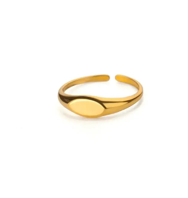Stainless Steel Rings - Minimalist Geometric Gold Color Couple Ring Wedding Bands
