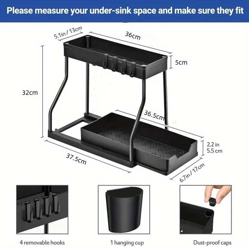 Multi-Layer Kitchen Bathroom Storage Rack - Pull-Out Finishing Organizer - ZOOMNSTORE