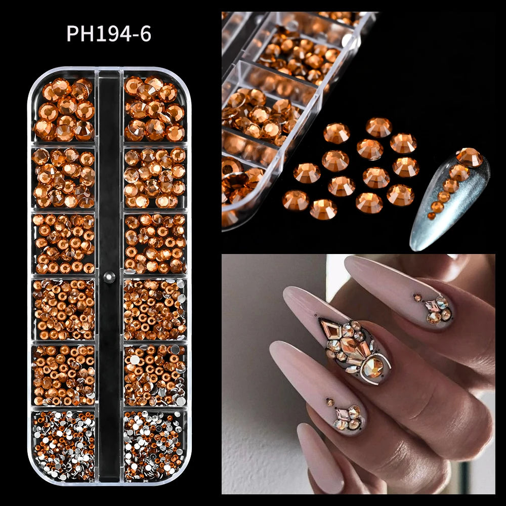 Ocean Gold Nail Art Charms - 3D Shell Seahorse Starfish Pearl Gems Studs