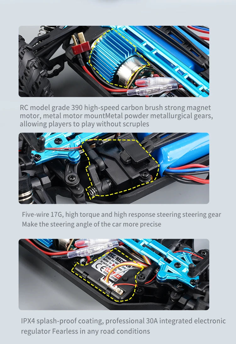 116 4WD RC Monster Truck - High Speed Drift Remote Control Car for Kids