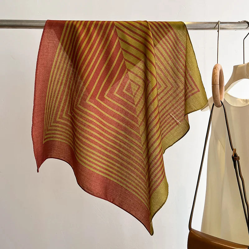 Pure Cotton Womens Printed Scarf - Fashionable Square Foulard for Neck and Hair