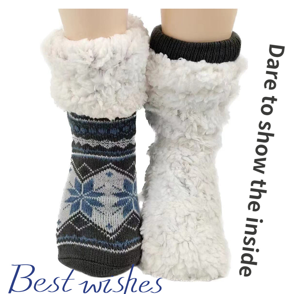 Mens Fluffy Thermal Winter Socks - Soft Non-Slip Fuzzy Floor Socks - ZOOMNSTORE