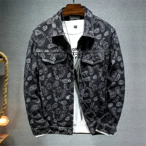 2025 New Men Pure Colour Denim Jacket Single-breasted Lapel Daily Casual Simple Coats