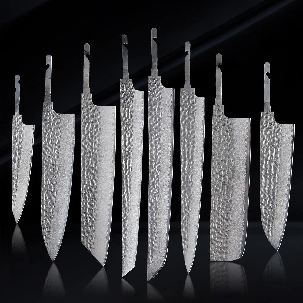 Damascus Steel VG10 Chef Knife Blank - Hand Forged Kitchen Knife Making Tool