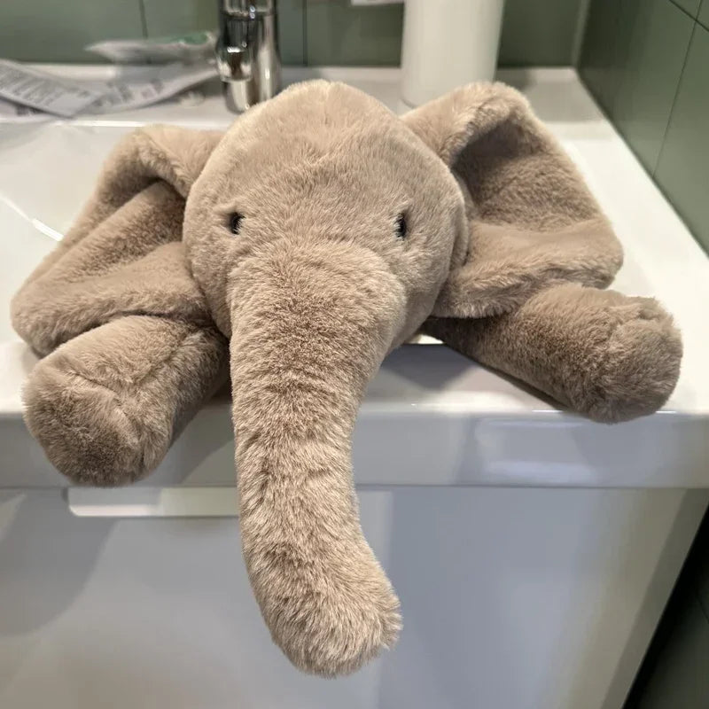 Soft Grey Elephant Plush Toy - Cute Stuffed Animal with Flappy Ears Hugging Pillow for Kids Xmas Gift - ZOOMNSTORE