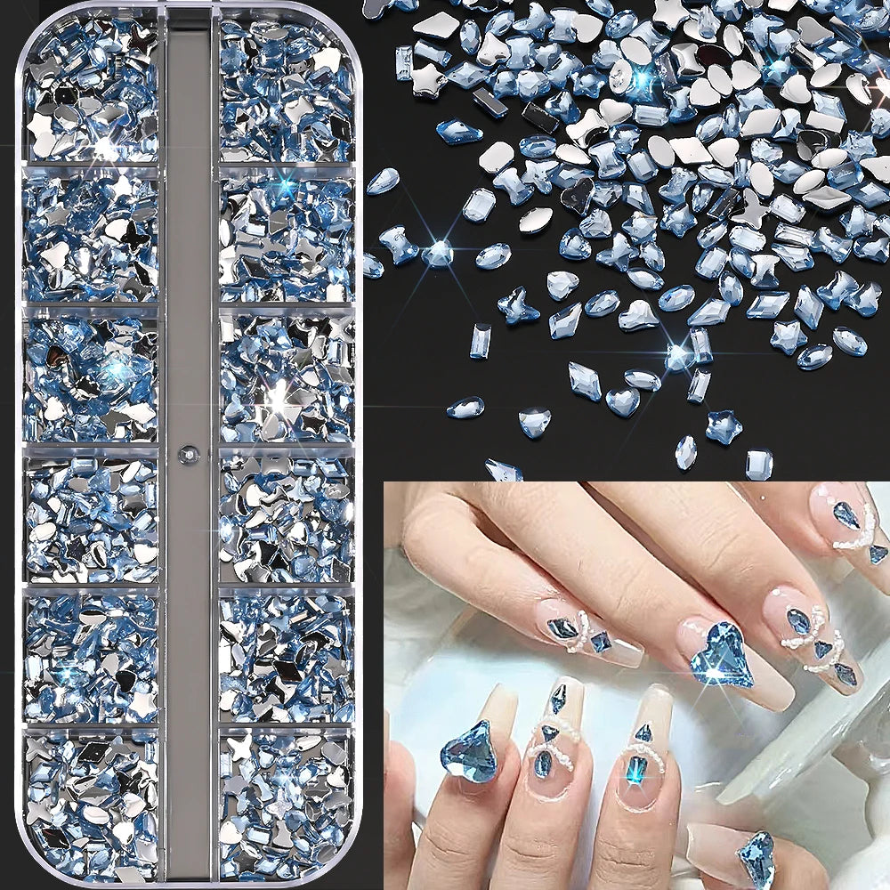 Ocean Gold Nail Art Charms - 3D Shell Seahorse Starfish Pearl Gems Studs