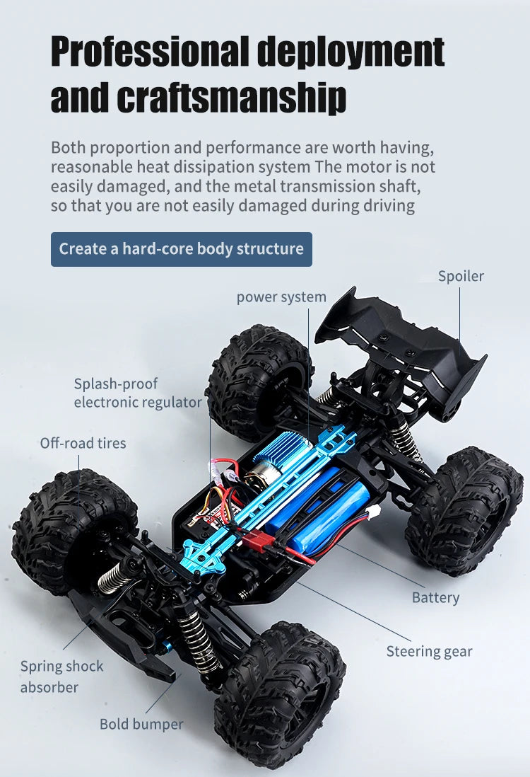 116 4WD RC Monster Truck - High Speed Drift Remote Control Car for Kids