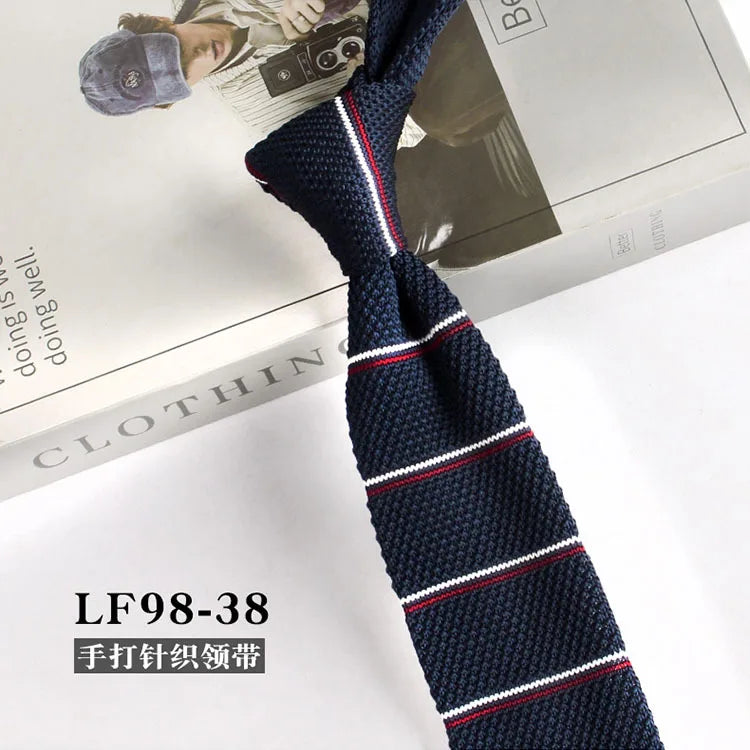 Narrow Striped Knitted Necktie for Men - Retro Korean Style Casual Cravat Accessory