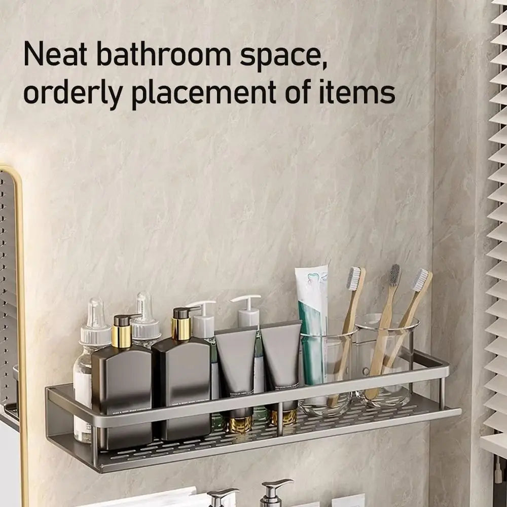 Aluminum Corner Shower Shelf - Wall-Mounted No-Drill Shampoo Storage Rack