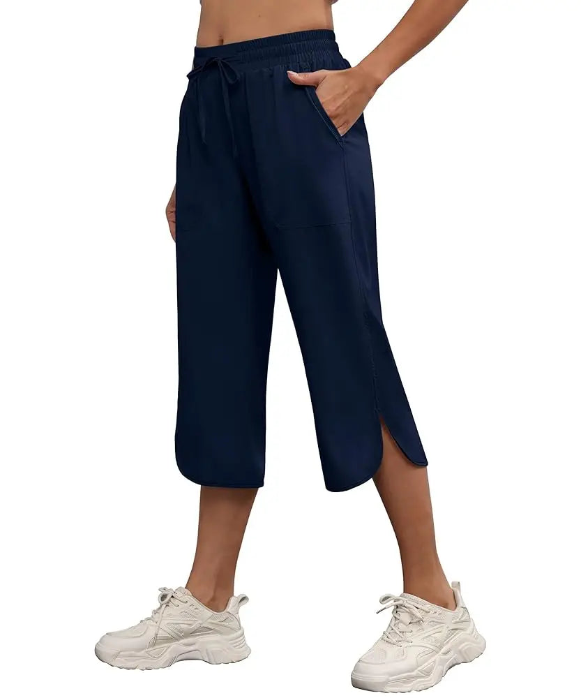 Women Casual Cropped Capris Cargo Pants, Outdoor Lightweight Capris Yoga Flared Pants, Breathable Quality Sweatpants