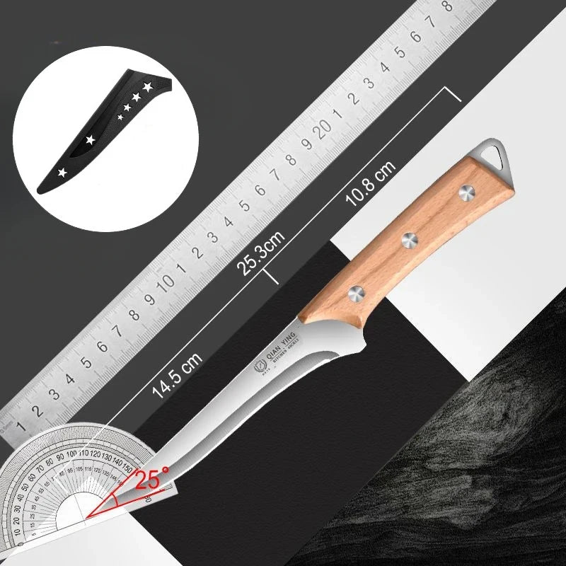 Professional Stainless Steel Fillet Knife - Forged Boning Fish Slicing Knife with Wooden Handle